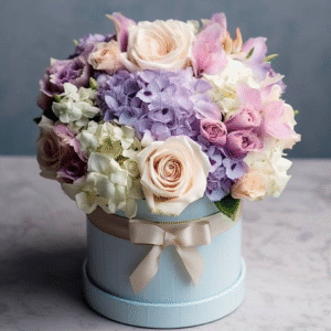 Aranjament floral rosu-alb